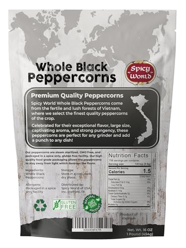 Gourmet Black Peppercorns - Non-GMO, Whole 1 Pound