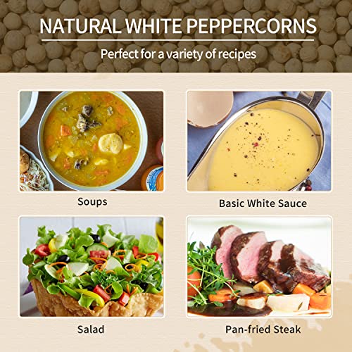 Bulk Whole White Peppercorns - 18 Oz Grinder