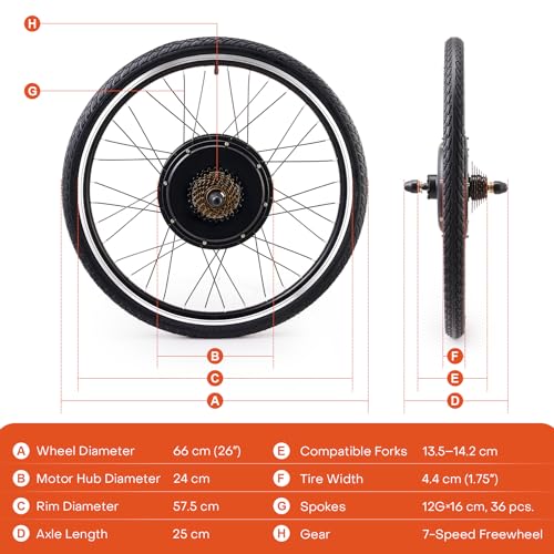 TERRADISE 26'' 1000W eBike Conversion Kit, LCD Panel