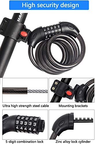 High-Security 5-Digit Bicycle Combination Lock