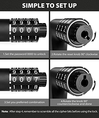 Sportneer 4-Digit Bike Lock Cable for E-Bikes