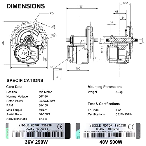 Electric Bike Mid Drive Conversion Kit with Display