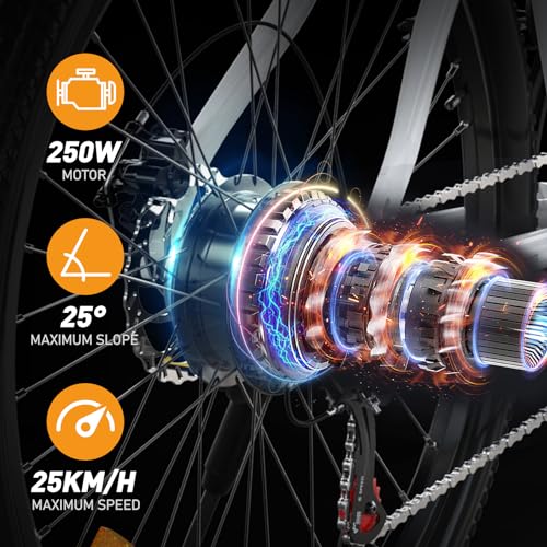 HITWAY E-Mountain Bike: 7-Speed E-Bike, 35-90km Range