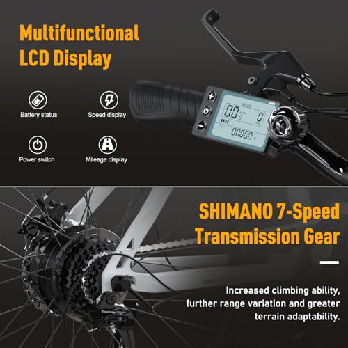 HITWAY E-Mountain Bike: 7-Speed E-Bike, 35-90km Range
