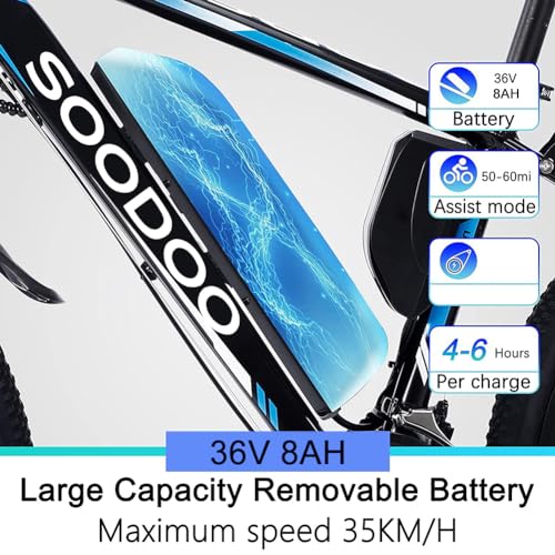 SOODOO 26" Electric Bikes: 2601 Ebikes, Powerful Motor, Removable Battery