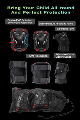 Kids Protective Gear & Helmet Set - Black