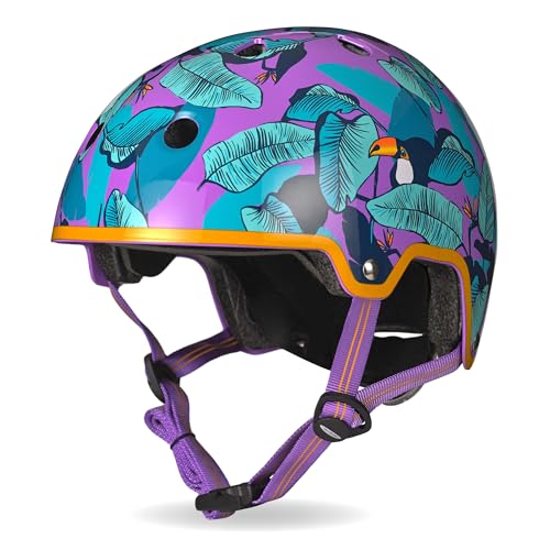 Printed Bike/Scooter Helmet | Adjustable Headwear | Purple