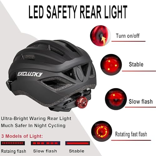 Exclusky MTB Road Cycling Bike Helmet with Light