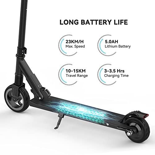MEGAWHEELS Kids Electric Scooter, Foldable & Speedy (Black)