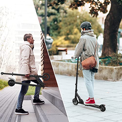 MEGAWHEELS Kids Electric Scooter, Foldable & Speedy (Black)