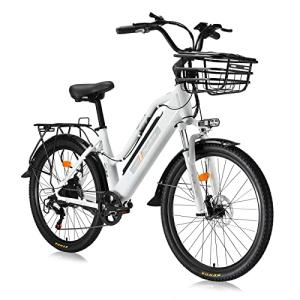 Hyuhome 2022 26" E-Bike for Women Adult (White)