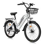 Hyuhome 2022 26" E-Bike for Women Adult (White)