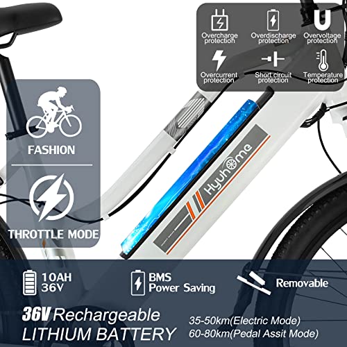 Hyuhome 2022 26" E-Bike for Women Adult (White)