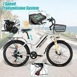 Hyuhome 2022 26" E-Bike for Women Adult (White)