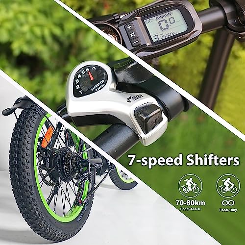 Windgoo Folding Electric Bike, All Terrain, 7-Speed, 20" Tire