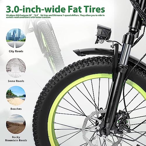 Windgoo Folding Electric Bike, All Terrain, 7-Speed, 20" Tire