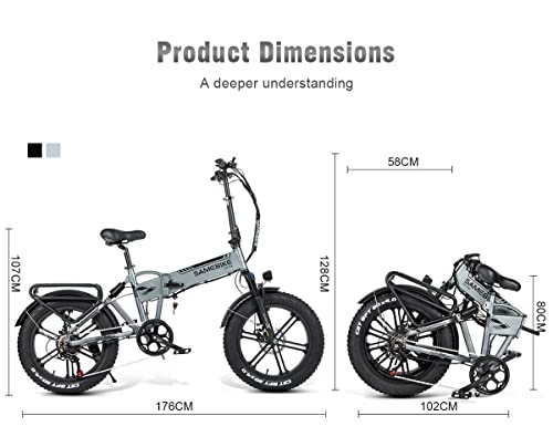 SAMEBIKE Electric Folding Mountain Bike with Fat Tires