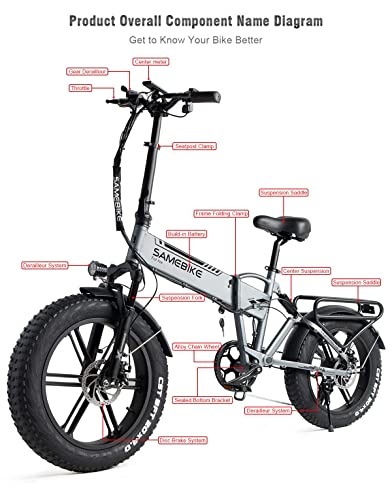SAMEBIKE Electric Folding Mountain Bike with Fat Tires