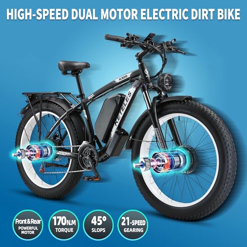 KETELES K800 Dual-Motor Electric-Dirt-Bike, 26x4.0 Fat-Tyre-Electric-Bike