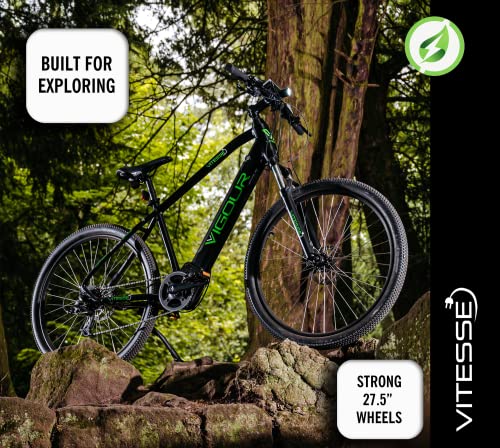 Vitesse Electric Mountain Bike - 60 Miles Range, 9 Speed Gears