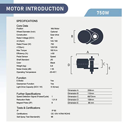 750W BBS02B BBS02 Mid Drive Electric Bike Conversion Kit