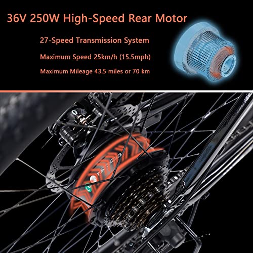 SUDOO 26'' Electric Mountain Bike - 27 Speeds
