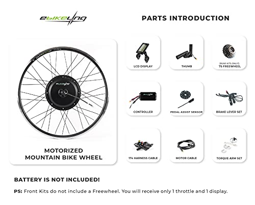 Waterproof 26" Ebike Conversion Kit, 1200W, LCD