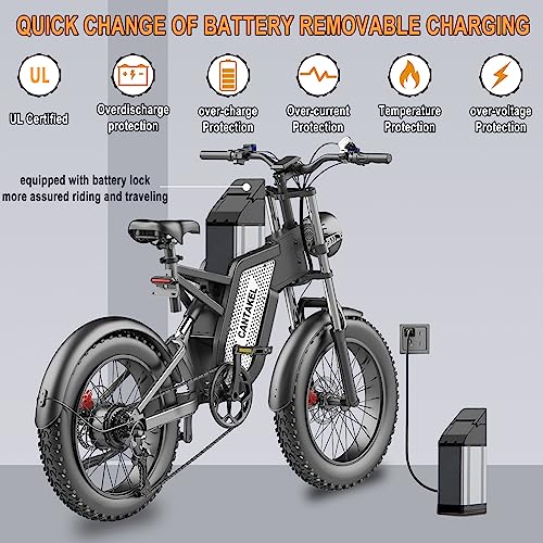 20" Fat Tire Off-Road Electric Bike with 48V Battery