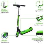 Electric Foldable Kids Scooter, LED Light-Up Wheel, Green