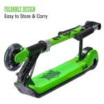 Electric Foldable Kids Scooter, LED Light-Up Wheel, Green
