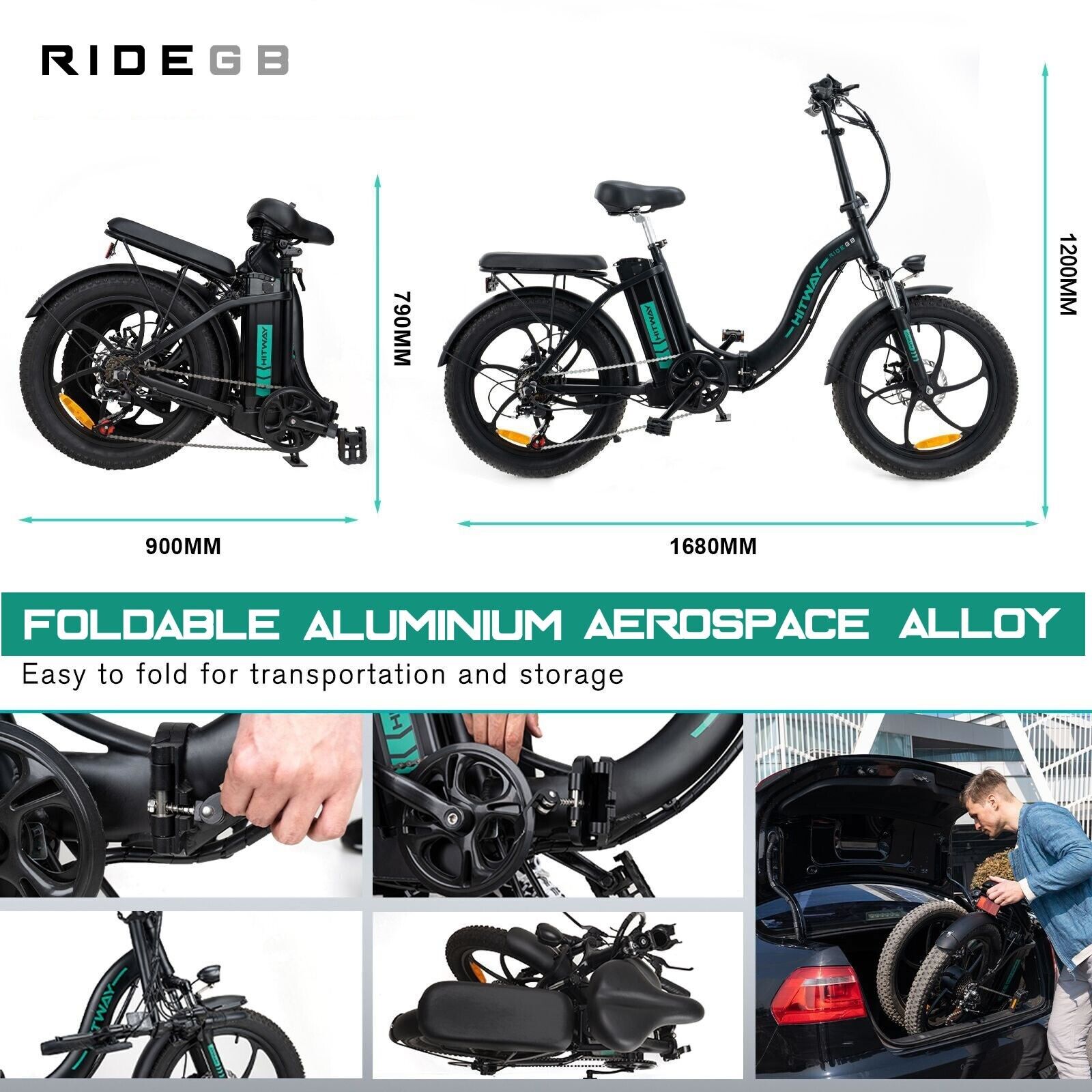 HITWAY Electric Folding Bike | 20" Fat Tyre