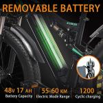 Ficyacto 26" Electric Mountain Bike, 48V17AH Battery