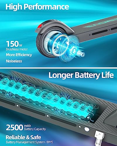 ALLMOVE 150W Electric Scooter, Flash Wheel, Colorful Light