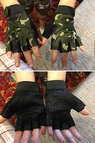 Kids' Anti-Slip Half-Finger Cycling Gloves - Black