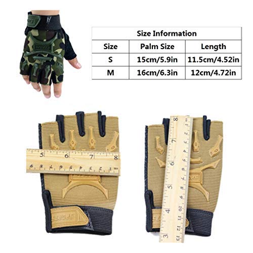 Kids' Anti-Slip Half-Finger Cycling Gloves - Black