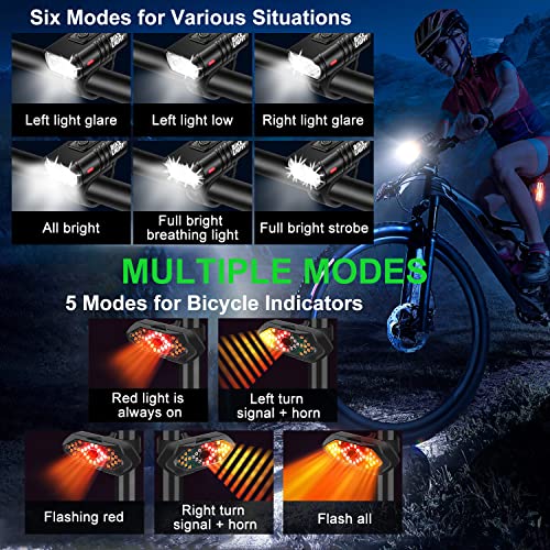 USB Rechargeable Bike Lights with 6+5 Modes