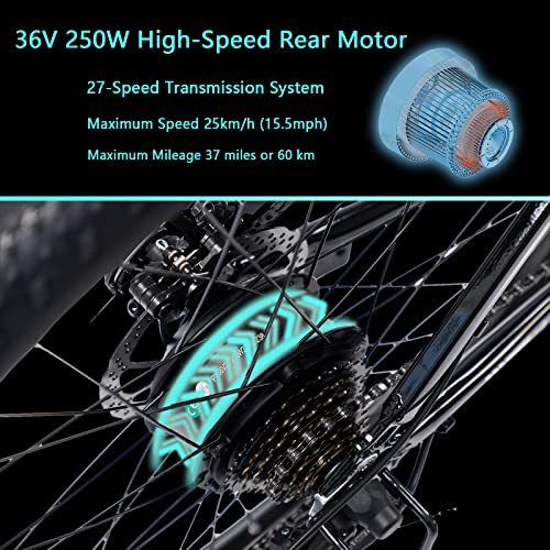 SOODOO 26'' Electric Mountain Bike with 27 Gears
