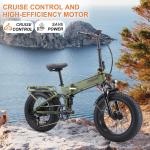 Electric Folding Mountain Bike 20'' Fat Tire- Green