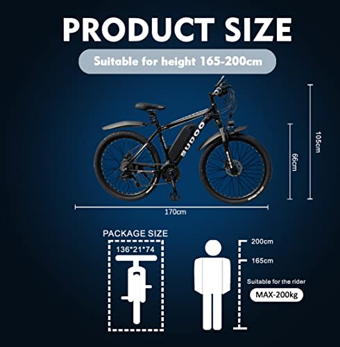SOODOO 26" Electric Bikes with Powerful 250W Motor