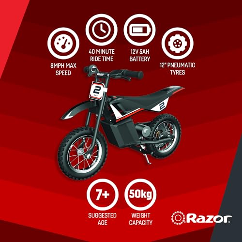 Razor MX125 Electric Dirt Bike for Kids, Black