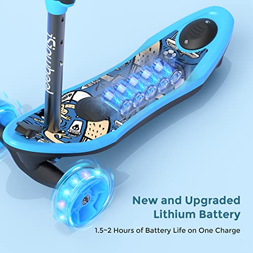Kid's Electric Scooter with LED Wheels & Adjustable Height