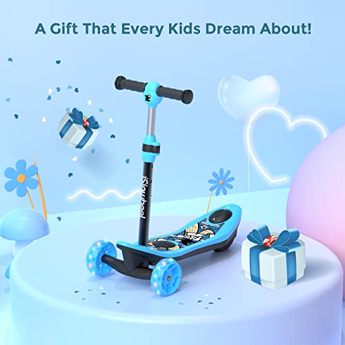 Kid's Electric Scooter with LED Wheels & Adjustable Height