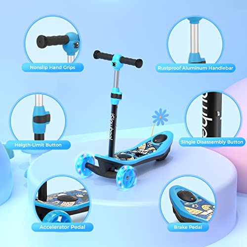 Kid's Electric Scooter with LED Wheels & Adjustable Height