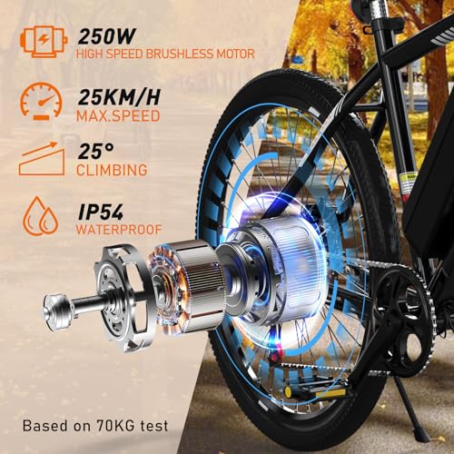 26" COLORWAY Electric Mountain Bike with Removable Battery