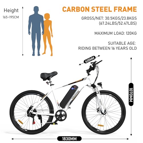 26" COLORWAY Electric Mountain Bike with Removable Battery