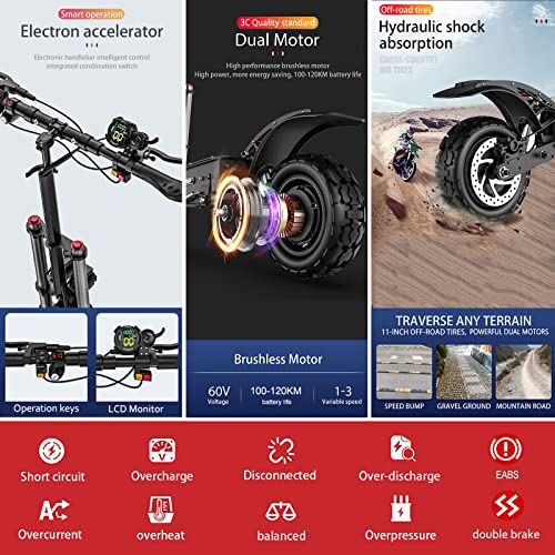 HWWH Electric Offroad Scooter - Foldable, Dual Motor, 11" Tyres