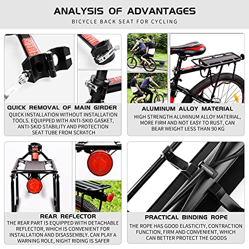 Aluminum rear bike rack for luggage