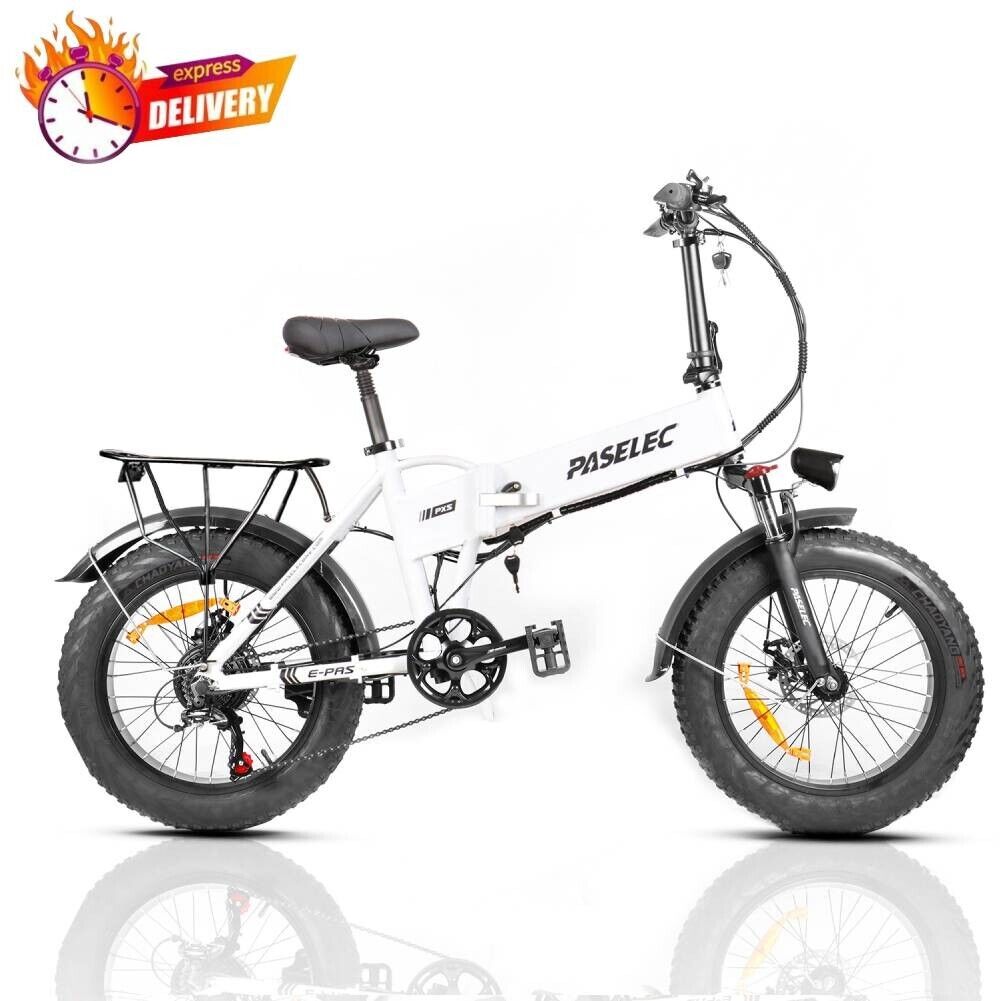 20" Fat Tire Folding E-Bike - 250W, 48V, White