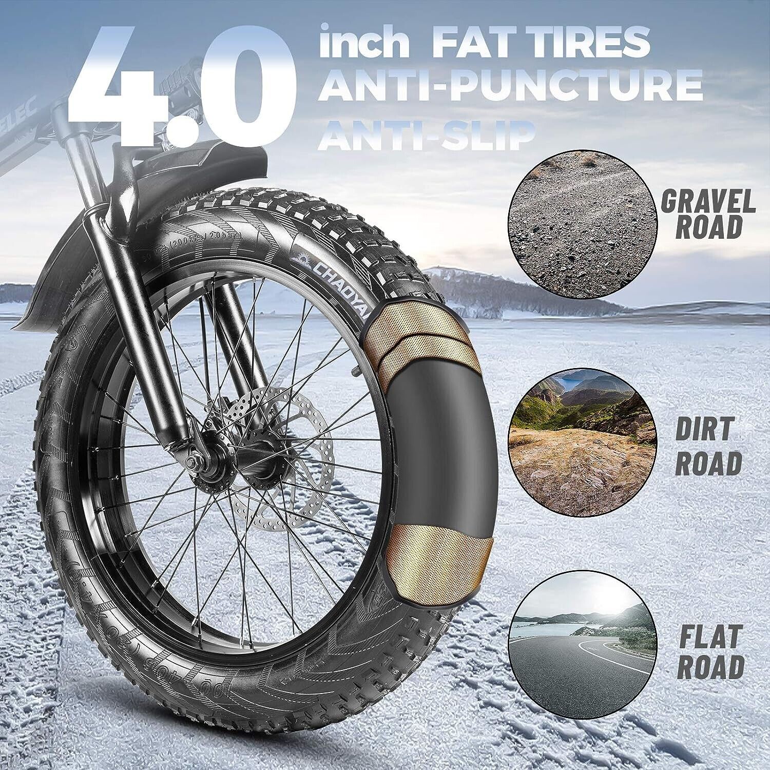 20" Fat Tire Folding E-Bike - 250W, 48V, White