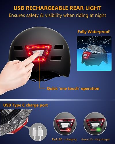 Adults Multi-Sport Electric Bike Helmet with USB LED Lights